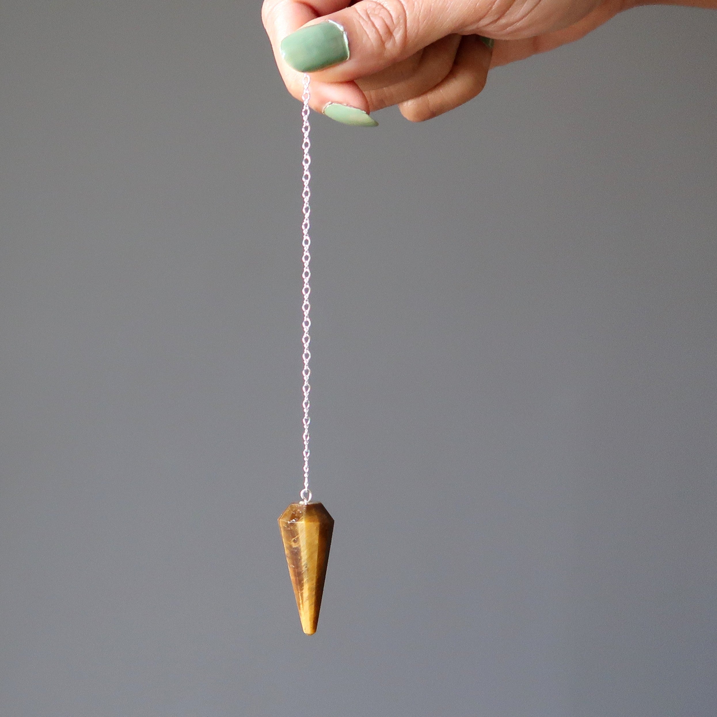 Tigers Eye Pendulum Healer's Gem Sterling Silver