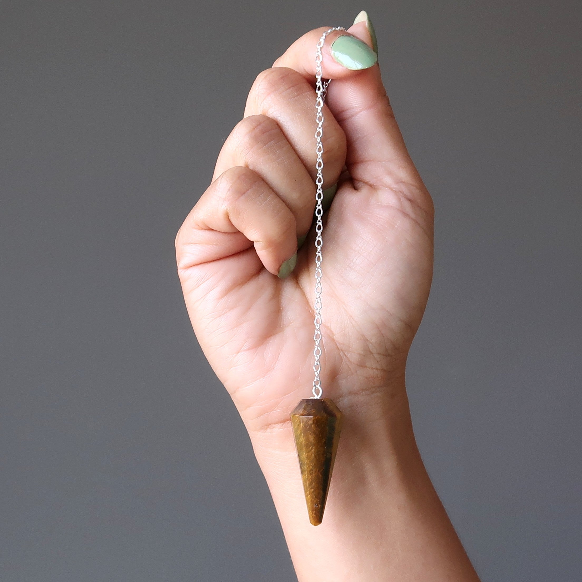 Tigers Eye Pendulum Healer's Gem Sterling Silver