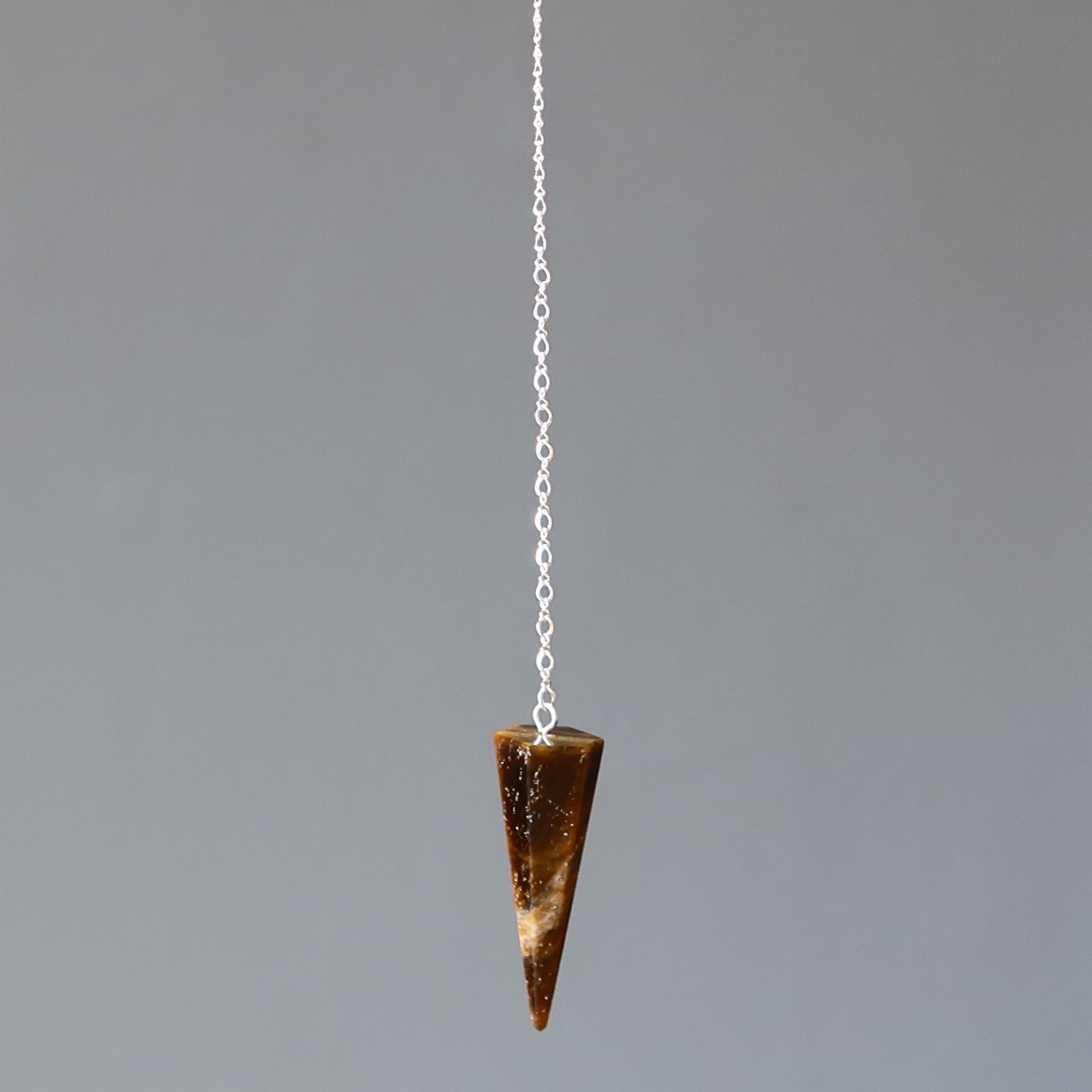 Tigers Eye Pendulum Dowser Stone Sterling Silver