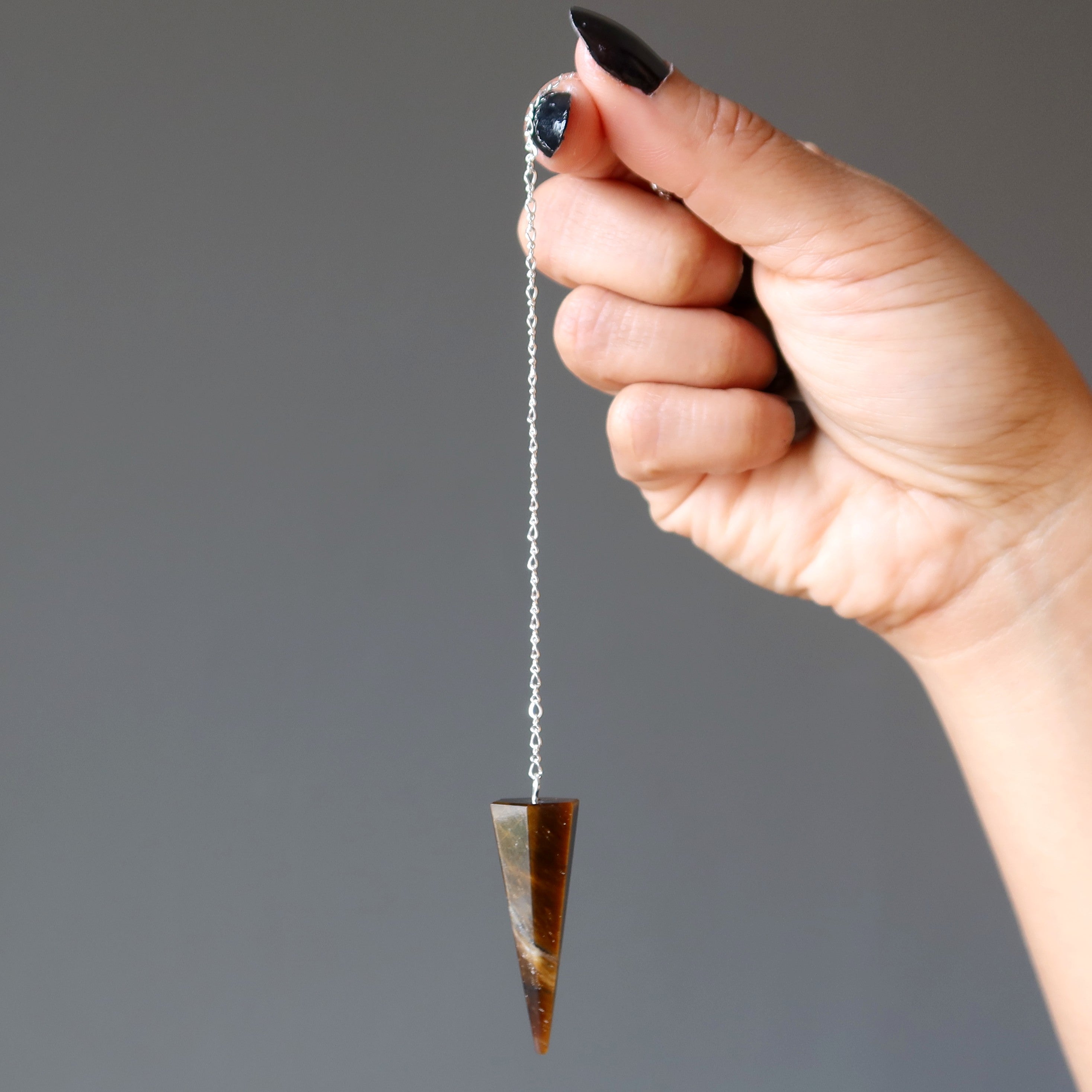 Tigers Eye Pendulum Dowser Stone Sterling Silver