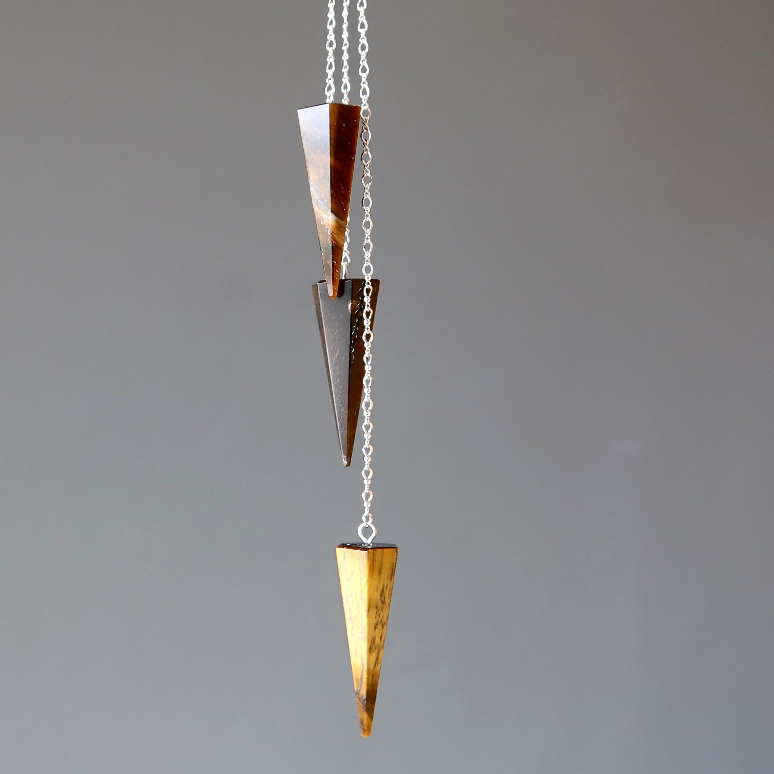 Tigers Eye Pendulum Dowser Stone Sterling Silver