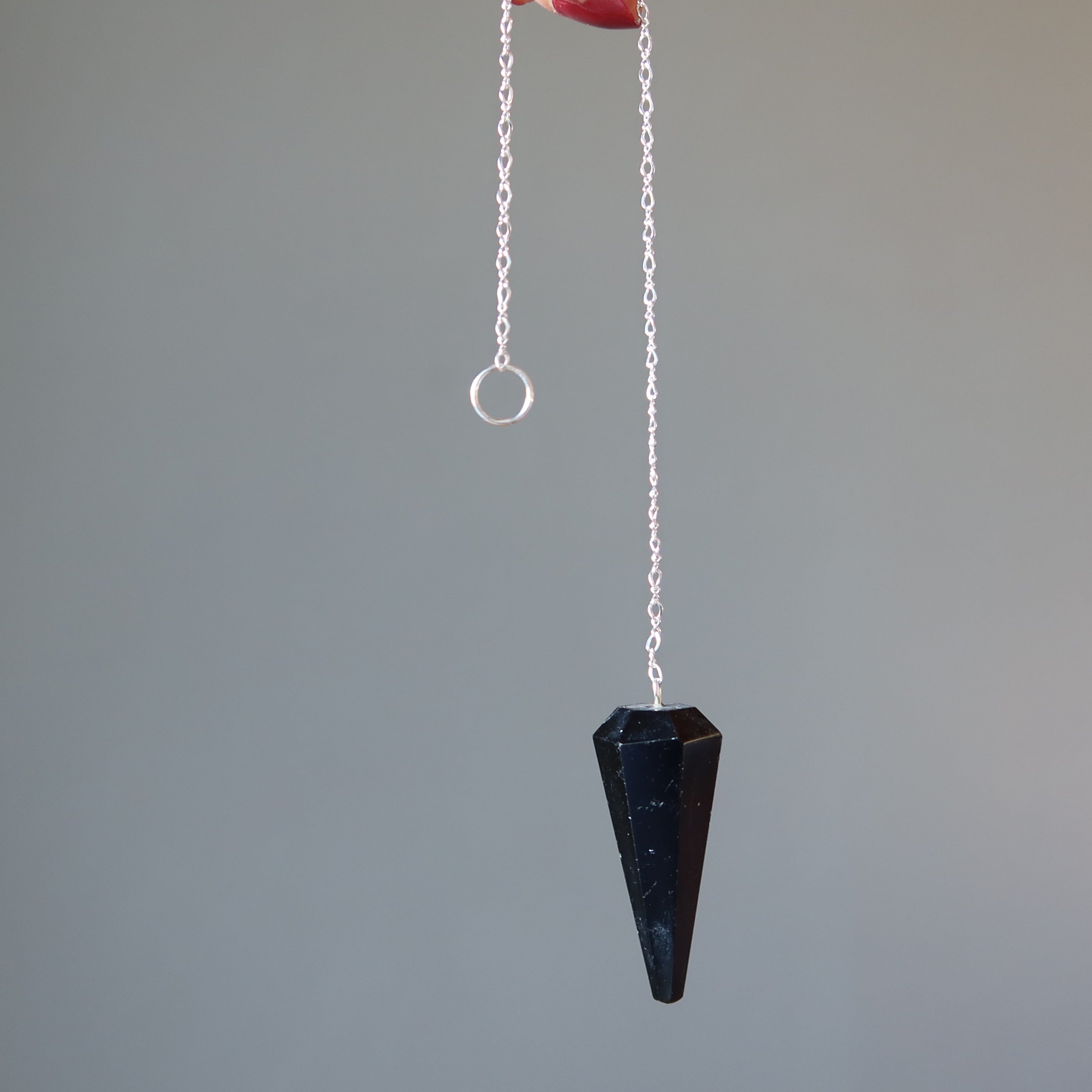 Black Tourmaline Pendulum Hypnotic Sterling Silver