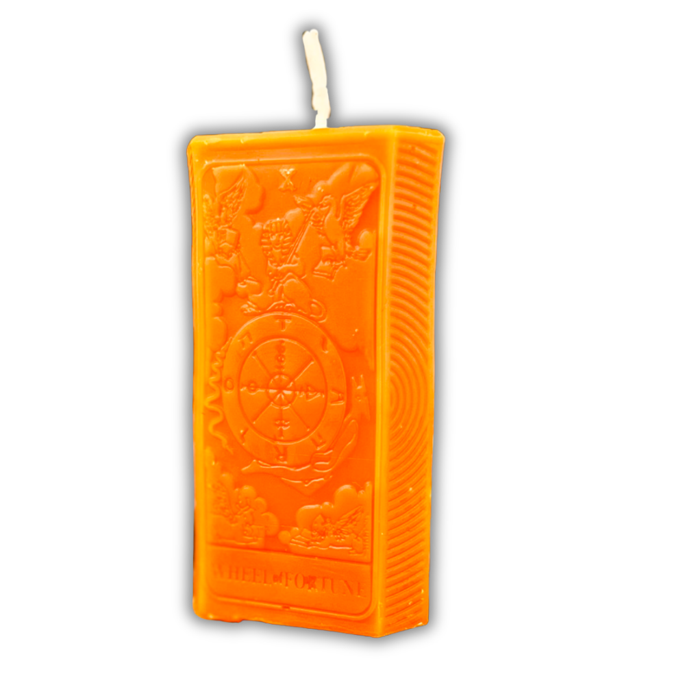 Beeswax Wheel of Fortune Tarot Card Spell Candle